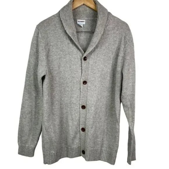 OLD NAVY WOMEN'S GRAY WOOL BLEND BUTTON FRONT CARDIGAN SWEATER SIZE LARGE-EUC - Picture 1 of 6